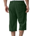 thumbnail image 4 of ADSSDQ Men's Long Linen Shorts Casual Summer Beach Below Knee Length Pocketed 3/4 Drawstring Capri Pant with Pockets Dark Green 2XL, 4 of 4