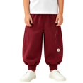 thumbnail image 3 of EnJoCho Kids Maroon Jogger Sweatpants, Soft Cotton Blend Fabric with Elastic Waistband, Comfy Casual Daily Sweat Trousers for Toddler Boys, 3 of 5