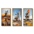 thumbnail image 2 of Designart "Gold Oil Rigs landscapes In Texas III" Cityscapes Framed Wall Art Set Of 3 - Gold Oil Rigs / Fields Frame Gallery Set For Office Decor, 2 of 6