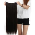 thumbnail image 2 of SAYFUT Trendy 26"Long Straight 3/4 Full Head Clip in Synthetic Hair Extensions One Piece 5 Clips 125g Light Brown, 2 of 7