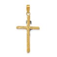 thumbnail image 4 of DewberryDiamonds 14K Yellow Gold and White Rhodium Polished and Textured INRI Crucifix Cross Pendant (Weight : 1.39 gm Length : 37.6 mm, Width : 18.85 mm), 4 of 5