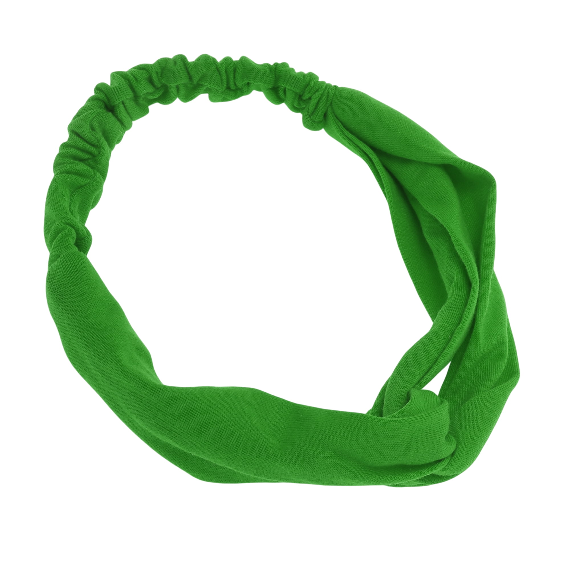 Unique Bargains Stylish Simple Solid Elastic Cross Headwrap Grass Green
