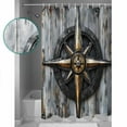 thumbnail image 3 of Extra Long Shower Curtain 72x96 Inch, Vintage Coastal Shower Curtain Waterproof Bathroom Decor Nautical Compass Ocean Summer Beach Fabric Bath Curtain Set Accessories with Hooks, 3 of 6