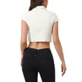 thumbnail image 4 of INSPIRE CHIC Women's Short Cap Sleeves Denim Jackets Button Down Cropped Jean Jacket White XS, 4 of 6