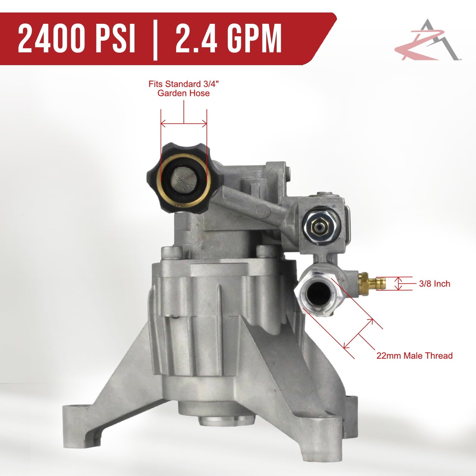 The ROP Shop 2400 psi, 7/8" Shaft, Front-Facing Vertical Pressure Washer Pump & Spray Kit