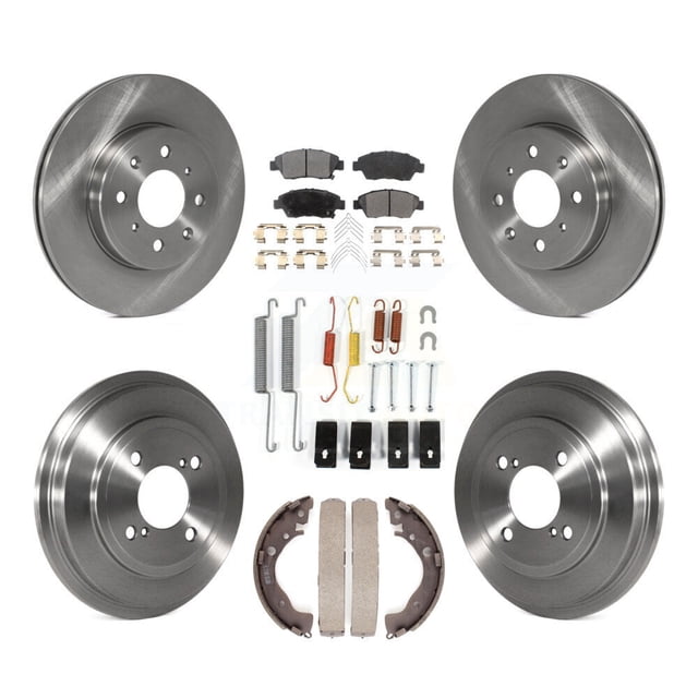 Transit Auto Front Rear Disc Brake Rotors Semi-Metallic Pads and Drum Kit (7Pc) for Car 2015-2020 Honda Fit K8F-102150