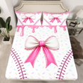 thumbnail image 2 of jejeloiu Cute Bowknot Twin Sheet Sets For Girls,Abstract Baseball Print Bedding 3-Piece, 2 of 7