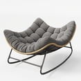 thumbnail image 3 of Poteban Outdoor Rocking Chair, Indoor Papasan Chair, Oversized Egg Rocking Chair with Thick Cushion, Rattan Wicker Rocker Lounge Chair for Bedroom, Living Room, Patio, Garden, Porch (Dark Grey), 3 of 10