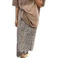thumbnail image 2 of Sequin Skirt for Women Elastic High Waist Back Slit Straight Sparkly Long Maxi Skirt, 2 of 5