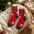 thumbnail image 3 of Women's Christmas Fuzzy Socks with Christmas Tree Character, Cozy Feather Yarn Crew Socks, Red Green Holiday Socks for Christmas Stocking Stuffers, Gag Gifts and Fun Holiday Gifts, 3 of 5