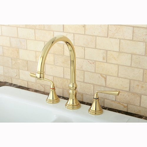 Kingston Brass KS2792ZLLS Kingston Brass Silver Sage 8" Deck Mount Kitchen Faucet with Brass Sprayer