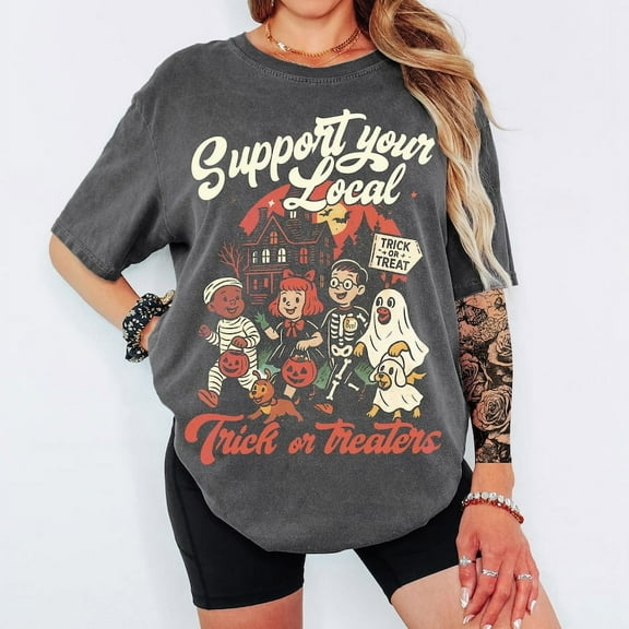 Support Your Local Trick Or Treaters Shirt, Retro Halloween , Vintage Fall Costume Shirt For Spooky Nostalgia Shirt, Halloween Gifts