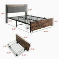 thumbnail image 5 of Bed Frame, Storage Headboard with Charging Station and 2 Storage Drawers Black+Brown, 5 of 5