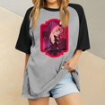 thumbnail image 1 of Hazbin Hotel Moda Mujer Casual Cuello Redondo Impreso Raglan Manga Corta Camiseta Top Vermilion/M, 1 of 6