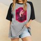 thumbnail image 1 of Hazbin Hotel Moda Mujer Casual Cuello Redondo Impreso Raglan Manga Corta Camiseta Top Vermilion/M, 1 of 6