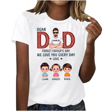 

White Blouse for Women spring tops for women Women Summer Monther Day Print Regular Women Short Sleeves Round Neck Top Blouse spring tops for women White S