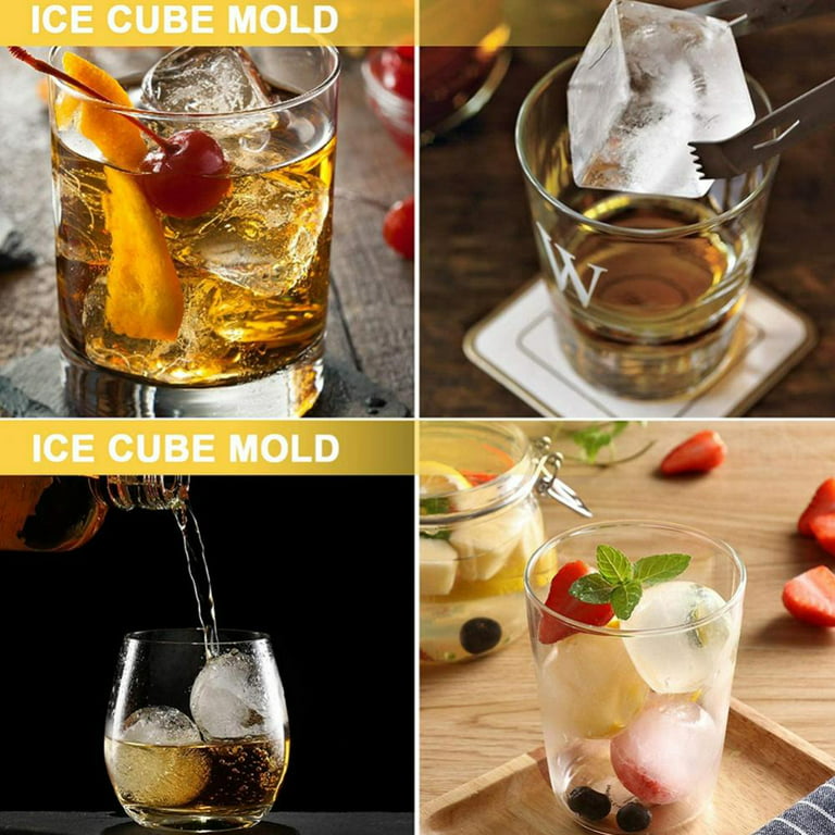 Ice Cube Tray, Square Ice Cube Molds with Lid, Funnel for Whiskey, Reusable
