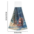 thumbnail image 2 of 2 Pcs Kitchen Hand Towels with Hanging Loops Absorbent Soft Fast Drying Decor Bath Towels Reindeer Pull Christmas Sleigh, 2 of 7