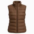 thumbnail image 6 of Mifsaly Puffer Vest Women Warm Sleeveless Quilted Jacket Stand Collar Zip Up Lightweight Fall Winter Travel Daily Layering Casual Outerwear with Pockets Brown,XXL, 6 of 6