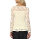 thumbnail image 3 of INSPIRAR CHIC Blusa de Mujer con Encaje y Abertura Frontal, dobladillo Peplum, Manga Larga Transparente, Talla M, Color Albaricoque, 3 of 6