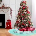 thumbnail image 3 of Teal Christmas Tree Skirt 48 Inches, Teal Red Xmas Tree Skirt Mat with Snowflake Bell Pattern for Merry Christmas Tree Ornaments Xmas Happy Halloween New Year Thanksgiving Holiday Party, 3 of 6