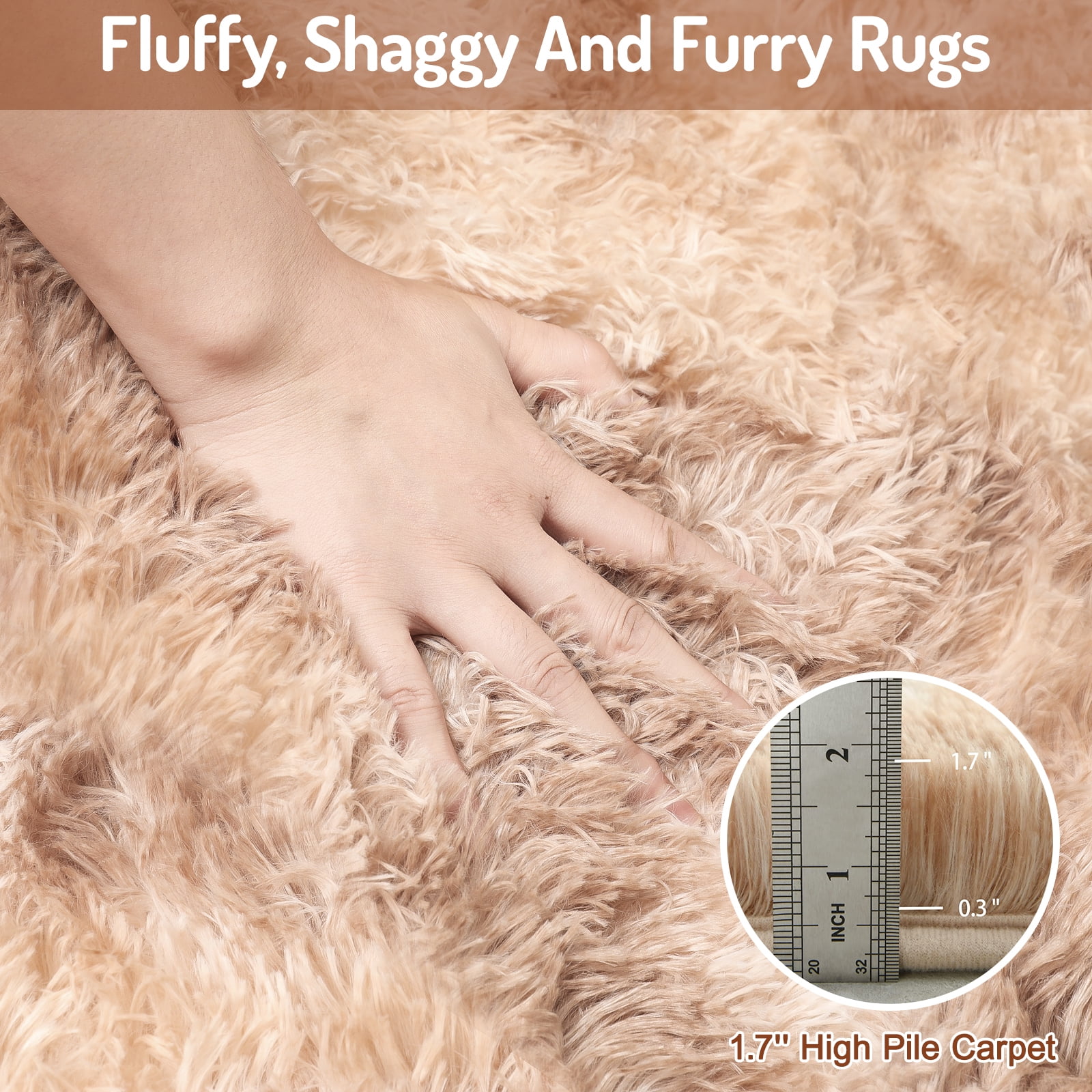 ZRSDIXK Area Rug, 8' x 10' Soft Fluffy Area Rugs for Living Room Bedroom Kids Room Decor Carpet, Light Brown/Camel