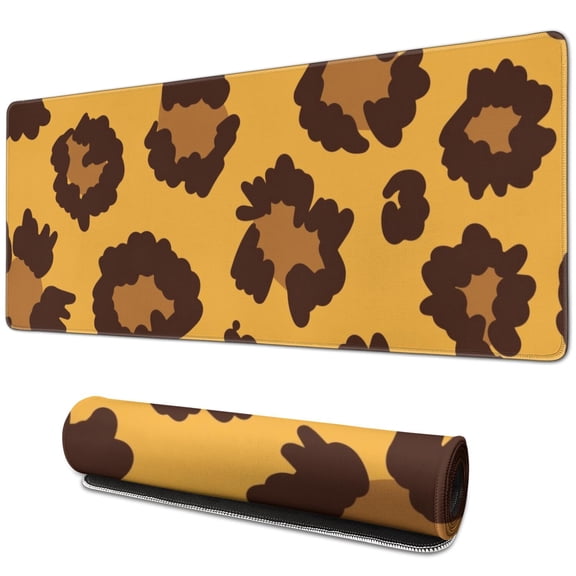 Long Mouse Pads for Desk,Yellow and Black Of Leopard Print Desk Mats on Top Of Desks, Desk Mouse Pad Extra Large with 3mm Non-Slip Base and Stitched Edge for Gaming,Office,Work,Home 31.5"x11.8"