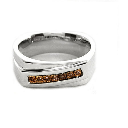 Men's Brown Diamond Accent Seven-Stone Sterling Silver Ring