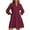 Wine Red, variant on PRETTYGARDEN Women's Spring Long Puff Sleeve Mini Dress Hollow Out Lace V Neck A Line Ruffle Casual Party Dresses