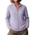 thumbnail image 4 of ZunFeo Zip Up Corduroy Jacket for Women - Stand Collar, Lightweight, Relaxed Fit, Purple,Size L, 4 of 6