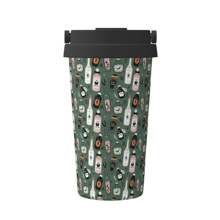 

Tebeau Halloween Potions Print Travel Coffee Mug Insulated Coffee Cup with Leakproof Lid Coffee Tumbler Reusable Coffee Cups with Seal Lid