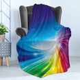 thumbnail image 4 of Colorful Soft Flannel Fleece Throw Blanket, Funky Pop Art Radiant Lines Design in Wave-Like Color Reflections Image, Cozy Plush for Indoor and Outdoor Use, 50" x 60", Multicolor, by Ambesonne, 4 of 5