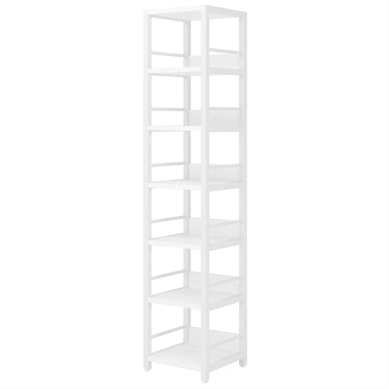 Demi Bonn 6-Tier Corner Shelf, 74" Narrow Etagere Bookshelf Storage Rack for Bedroom, Living Room, White