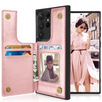 Tiflook Wallet Case For Samsung Galaxy S23 Ultra (6.8 inch) SM-S918 Minimalist PU Leather Card Holder Flip Cover Rose Gold