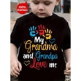 thumbnail image 1 of MY GRANDMA AND GRANDPA LOVE ME Print, Boy's Casual Crew Neck Short Sleeve Summer Pure Cotton T-shirt For Daily Wear, 1 of 6