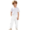 thumbnail image 2 of CUZIBR Girls Toddler Summer Pants Elastic Ankle Jogger Pants With Cute Patch Side Pockets Solid Color Loose Lightweight Outdoor Play Beach Trousers For Kids,White,4-5 Years, 2 of 8