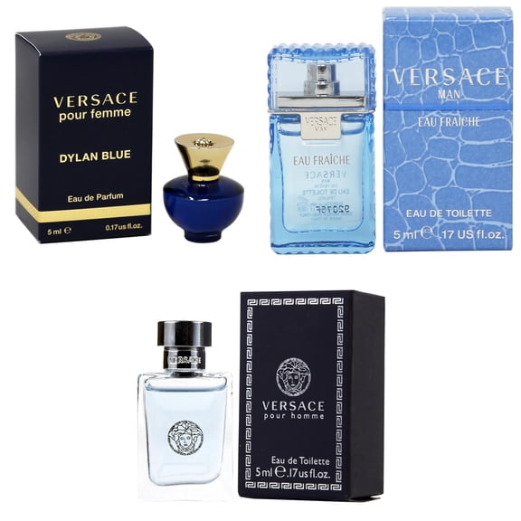 Versace Dylan Blue Femme EDP, Man Eau Fraiche EDT, Pour Homme EDT - 5ml 3PK Kit