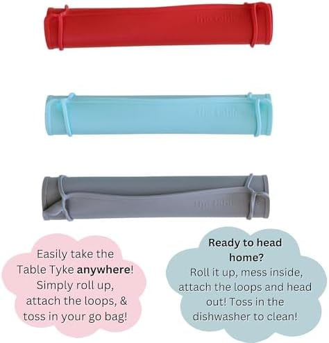 Silicone Placemats for Toddlers with Patented Edge Bumper | Kids Placemats Non Slip Travel Ready | Baby Placemat BPA Free for Restaurant Dining Table | Sky Blue