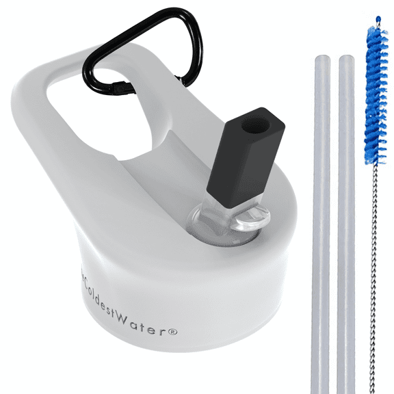The Coldest Water Insulated Wide Mouth Size 2.0 - Hydro Sports Straw Cap Flip Top Lid - Multi-Compatible Stainless Steel Water Bottles (Epic White)