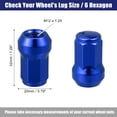 thumbnail image 4 of Unique Bargains 1 Set M12 x 1.25 Car Lug Nuts Cone Seat Closed End Bulge Acorn Hex Wheel Nut with Socket Key Blue, 4 of 6