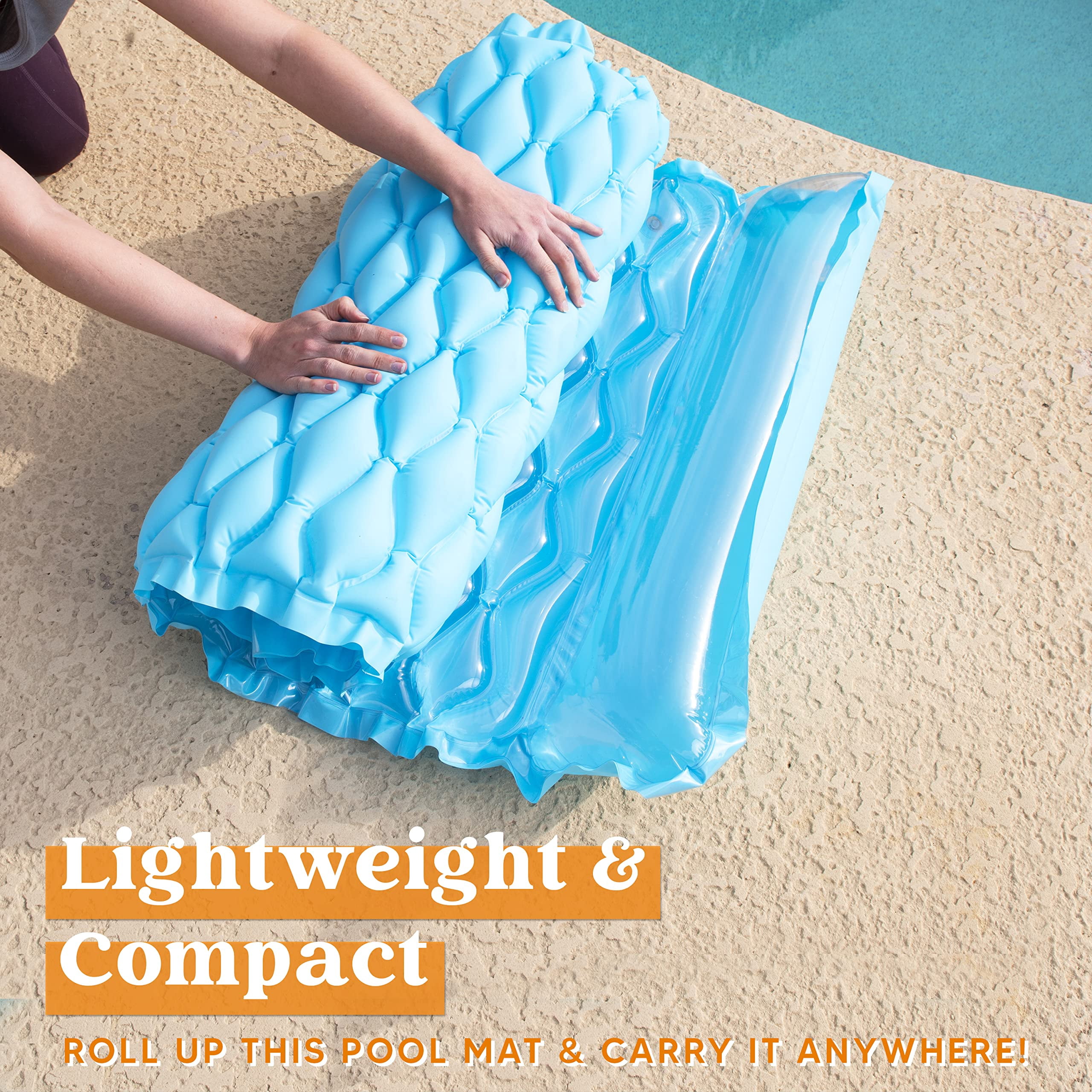 Joyfy 2 Packs Inflatable Pool Mat Float for Adult, Swimming Pool Lounge Float Pool Mat Float Raft Lounge