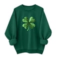 thumbnail image 2 of ClodeEU Women St. Patrick's Day Clover Print Sweatshirt，Long Sleeve Round Neck Casual Fashion Pullover Green 06,Womens Plus XL, 2 of 6