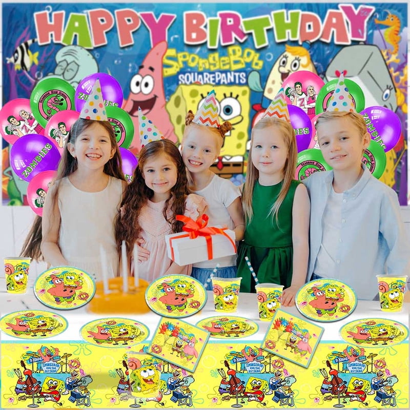 Spongebob Squarepants Party Tableware Set Plates Cup Kit Birthday Supplies Decorations Disposable Dinnerware