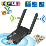 USB Wifi Adapter for Desktop PC, TSV 1300Mbps Dual Band 2.4G/5GHz Wireless Network Adapter Mini WiFi Dongle with 2dBi Antenna for Laptop Supports Windows 11/10/8/8.1/7/Vista/XP/2000, Linux, Mac OS