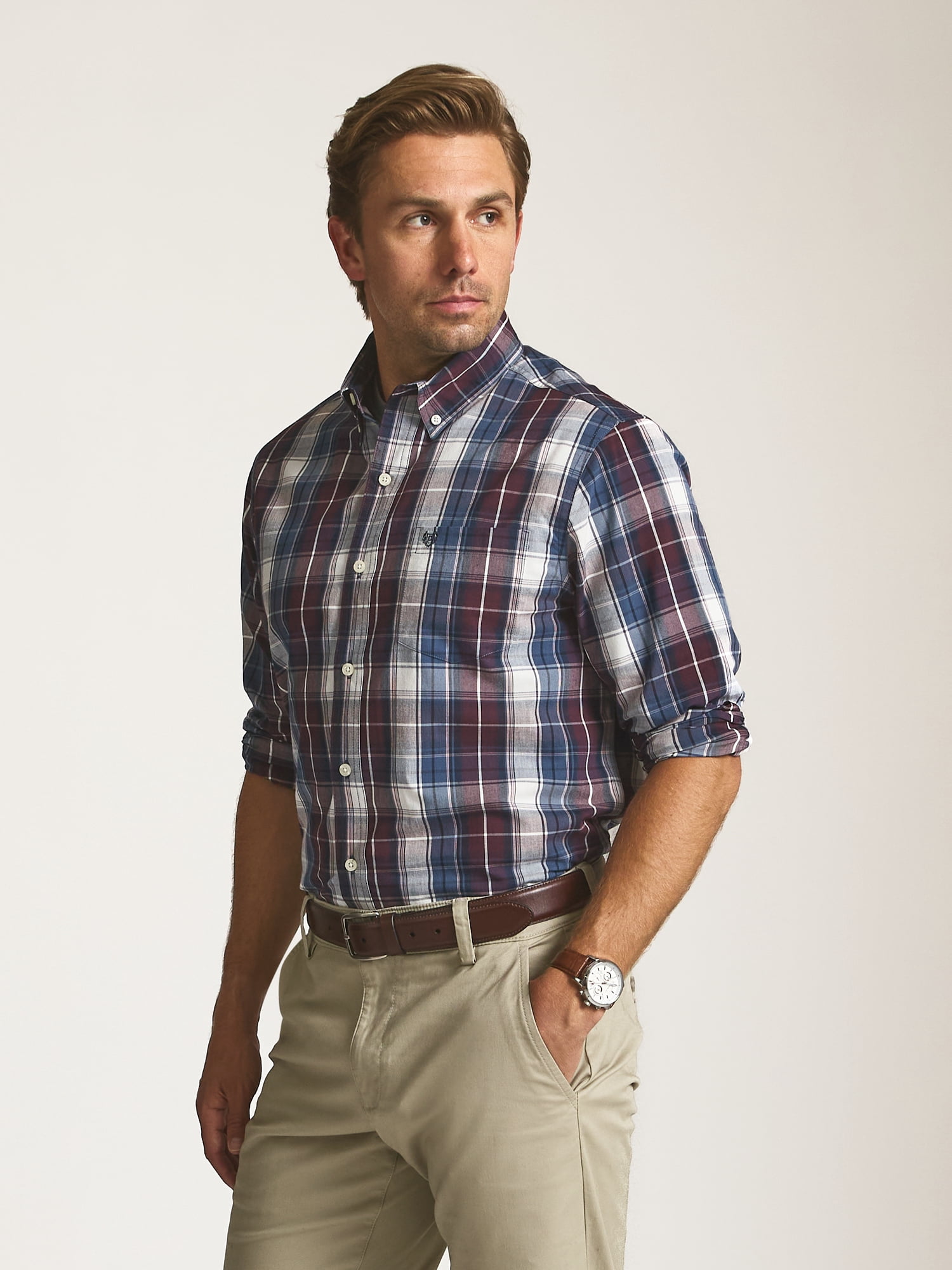 Chaps Men’s and Big Men’s Easy Care Long Sleeve Shirt, Sizes S–2XL
