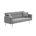 thumbnail image 6 of Versatile 71.7 Inch Gray Teddy Fleece Fabric Sofa Bed with 2 Comfy Throw Pillows, 6 of 9
