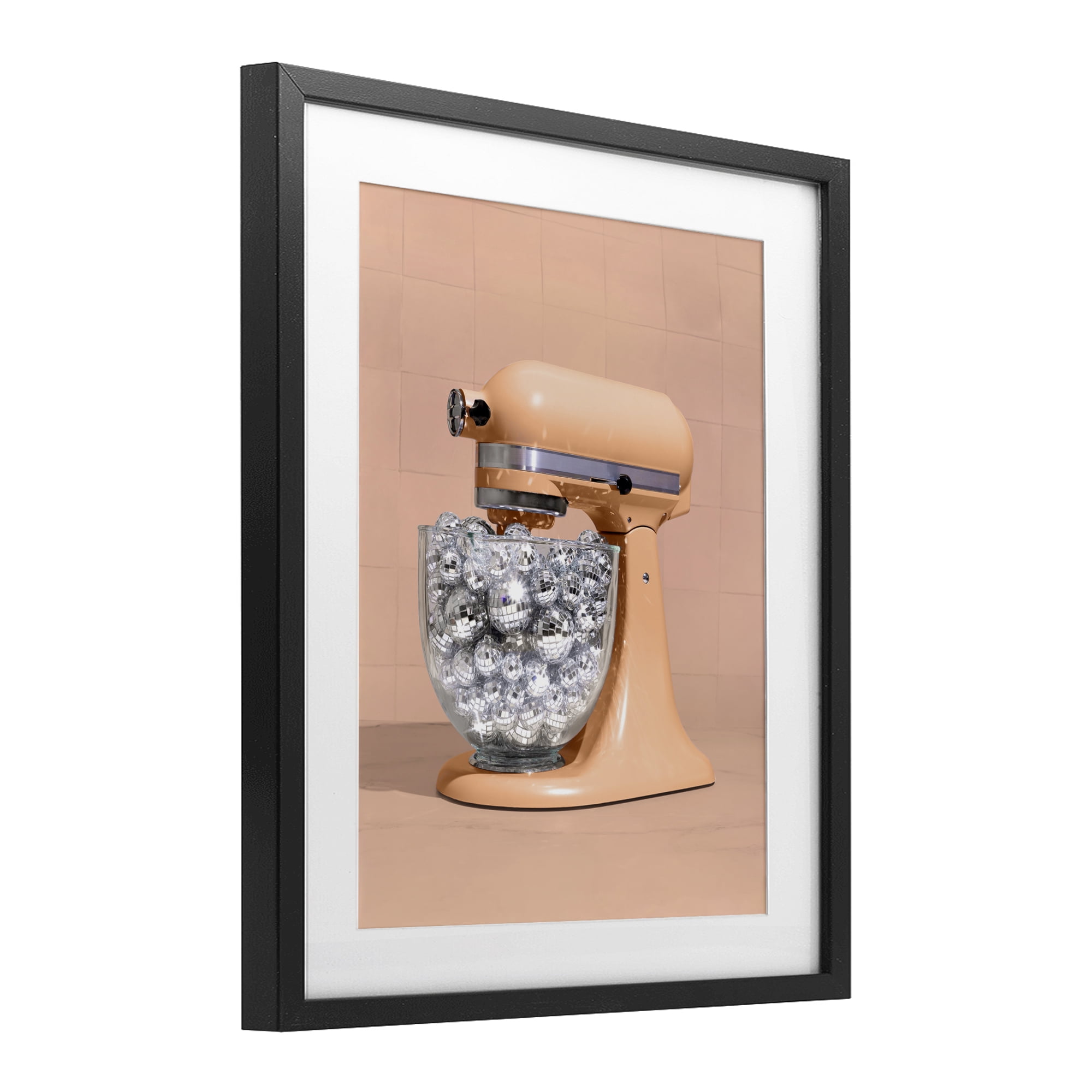 Stupell Industries Disco Kitchen Mixer over Orange Black Framed Print Under Glass, design by LISH Creative