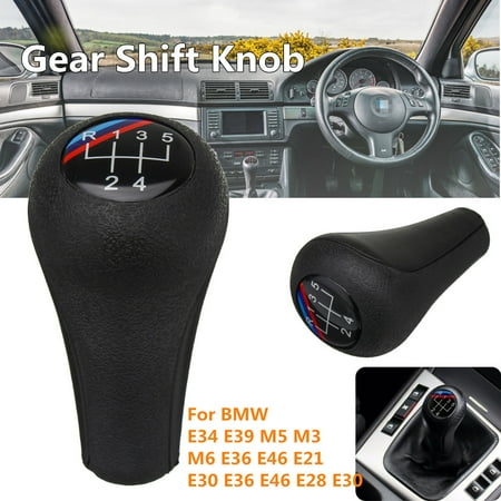 - 5 Speed Leather Gear Shift Knob For BMW 1 3 5 6 Series E34 gearshiftknob E39 M5 M3 M6 E36 E46 E21 E30