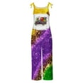 thumbnail image 4 of DDAPJ pyju Womens Mardi Gras Jumpsuit 2024 Carnival Themed Printed Long Playsuit Sleeveless Spaghetti Straps Wide Leg Rompers Loose Celebration Parade Overalls with Pockets Multicolor M, 4 of 5