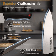Astercook 15-Piece Kitchen Knife Set, Knives Block Set with Built-in Sharpener, Healthy Anti-Rust Coating & German Stainless Steel Knife Set, Dishwasher Safe Black